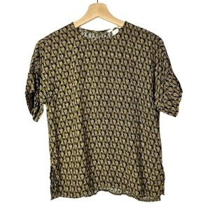 H&M Brown & Black Geometric Printed Short Sleeve Blouse 6